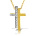 thumbnail image 1 of Galaxy Gold 14K Solid Gold Natural Diamond Cross Pendant Necklace for Women - Yellow Gold Fine Jewelry, 1 of 3