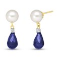 thumbnail image 1 of Galaxy Gold 14K Yellow Gold Natural Diamonds, Sapphires, and Pearl Stud Earrings - September Birthstone - Truth & Nobility - Fine Jewelry for Women, 1 of 1