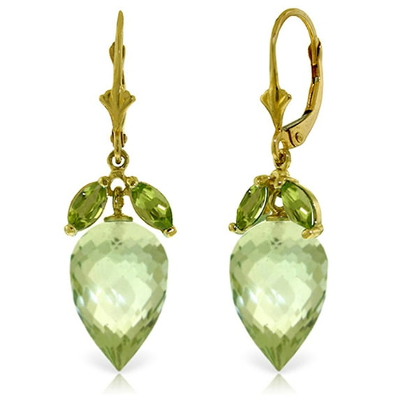 Galaxy Gold 14K Yellow Gold Natural Green Amethyst and Peridot Dangle Earrings - February Birthstone - Abundance & Joy - Fine Jewelry for Women