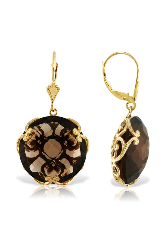 14K Yellow Gold Natural Quartz Dangle Earrings - April Birthstone - Courage & Clarity - Fine Jewelry for Women