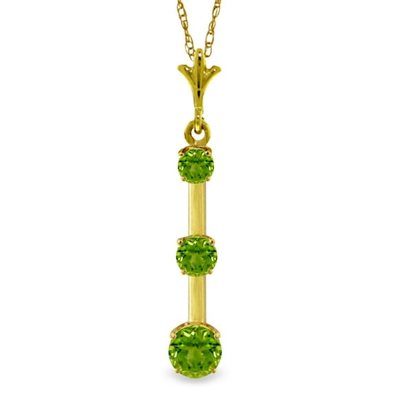 Galaxy Gold 14K Solid Gold Natural Peridot Pendant Necklace for Women - Yellow Gold Fine Jewelry