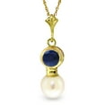 thumbnail image 1 of Galaxy Gold 14K Yellow Gold Sapphire and Pearl Pendant Necklace - September Birthstone - Truth & Nobility - 16" to 24" - Fine Jewelry for Women, 1 of 2