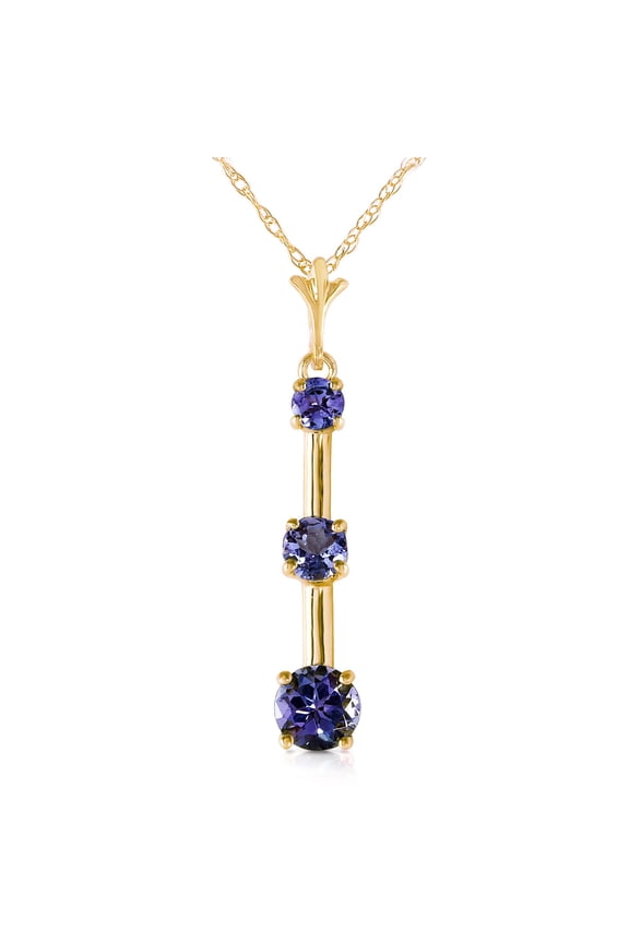 14K Yellow Gold Tanzanite Pendant Necklace - December Birthstone - Communication & Serenity - 16" to 24" - Fine Jewelry for Women
