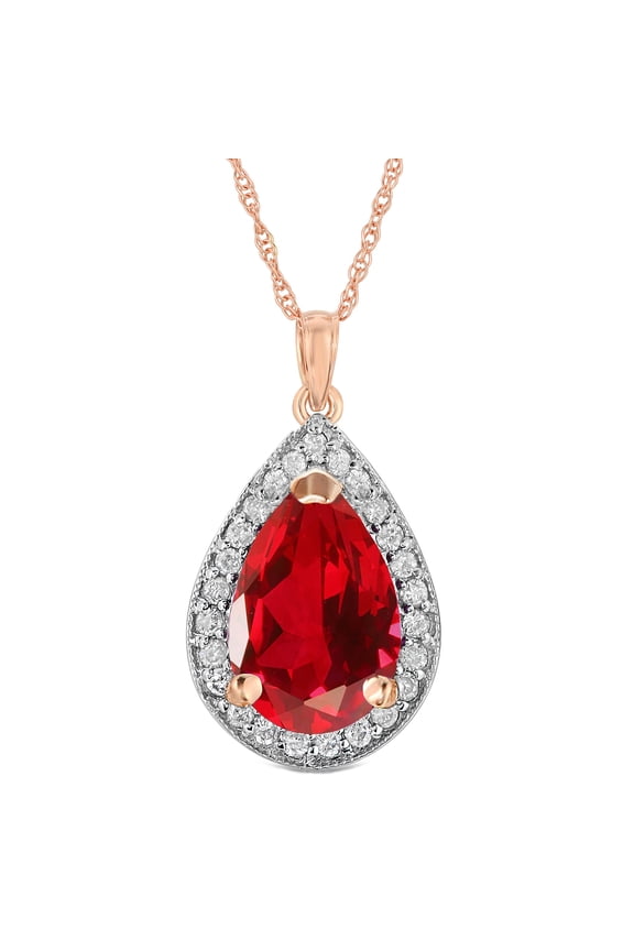 14k 14k" Solid Rose Gold Rouge Necklace 5.51 ct Ruby Diamond