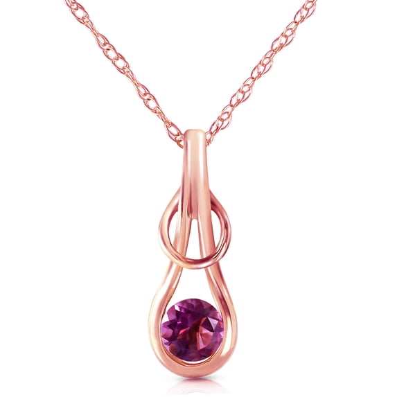 Galaxy Gold 14K Solid Gold Natural Amethyst Pendant Necklace for Women - Rose Gold Fine Jewelry