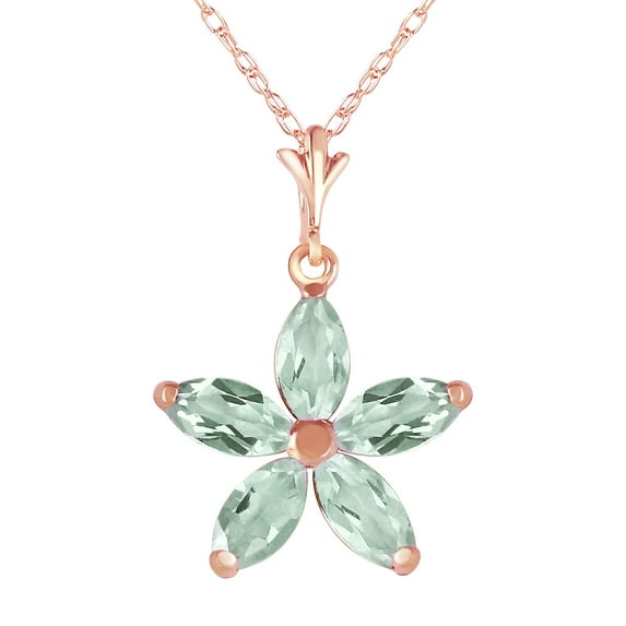 Galaxy Gold 14K Solid Rose Gold 16" Station Necklace with Natural Green Amethysts, 14"-24" Sizes, Symbol of Renewal