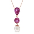 thumbnail image 1 of Galaxy Gold GG 14K Rose Gold Pink Topaz and Pearl Pendant Necklace - June Birthstone - Hope & Creativity - 16" to 24" - Fine Jewelry for Women, 1 of 2