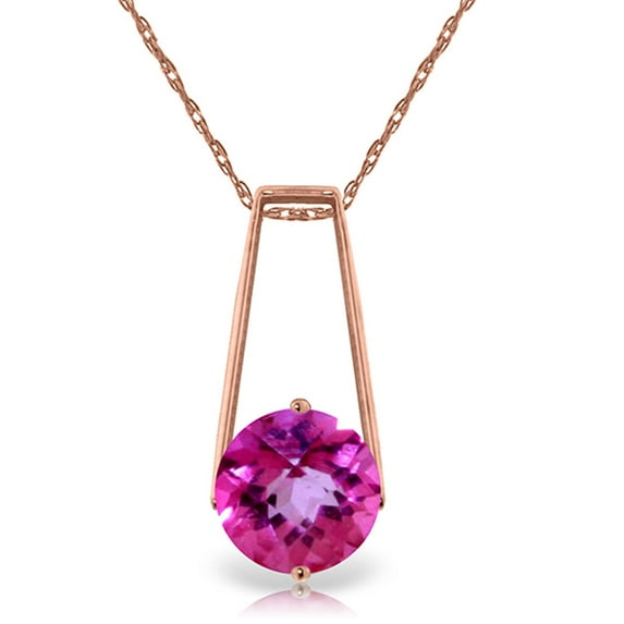Galaxy Gold 14K Solid Gold Natural Pink Topaz Pendant Necklace for Women - Rose Gold Fine Jewelry