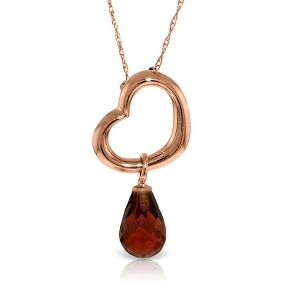 Galaxy Gold 14K Solid Gold Natural Garnet Drop Pendant Necklace for Women - Rose Gold Fine Jewelry