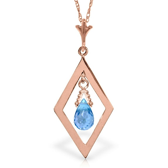 Galaxy Gold 14K Rose Gold Blue Topaz Pendant Necklace - December Birthstone - Communication & Serenity - 16" to 24" - Fine Jewelry for Women