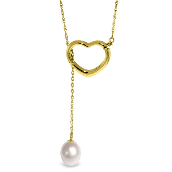 Galaxy Gold 14K Solid Gold Natural Pearl Drop Pendant Necklace for Women - Yellow Gold Fine Jewelry