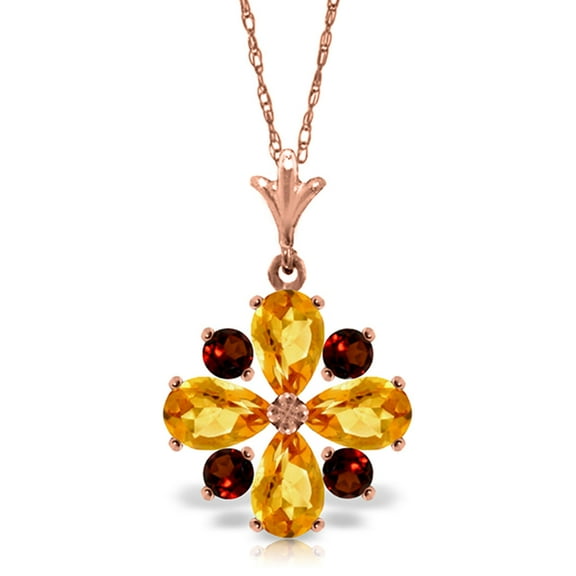 Galaxy Gold 14k 18" Rose Gold Necklace with Citrines and Garnets