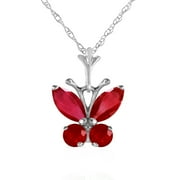 Galaxy Gold 14k 18 Solid White Gold Butterfly Necklace Brilliant Ruby
