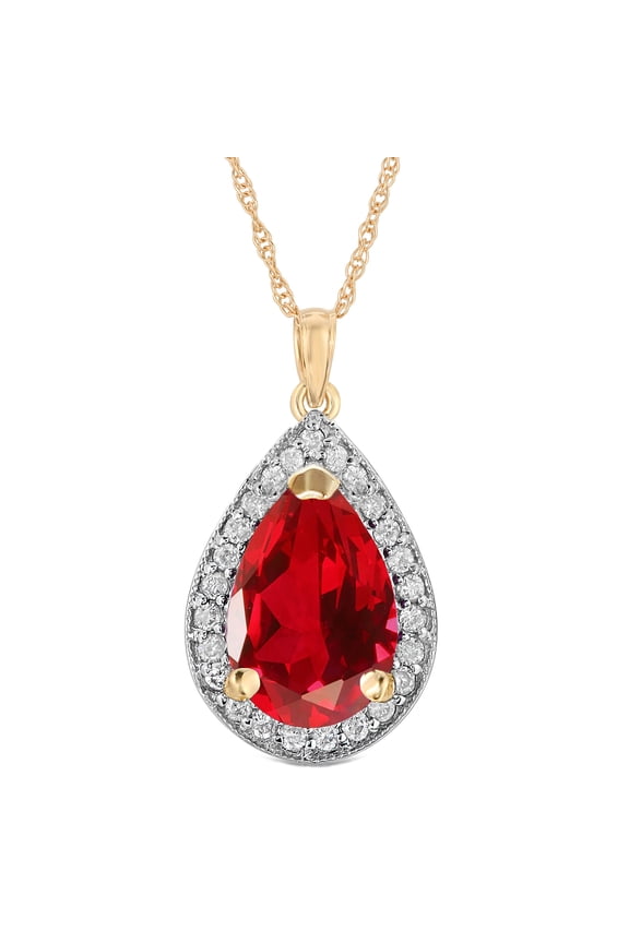 14k 18" Solid Yellow Gold Rouge Necklace 5.51 ct Ruby Diamond