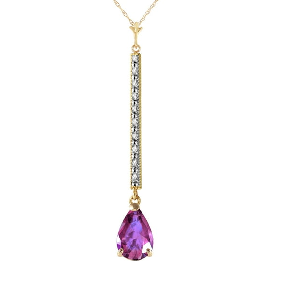 Galaxy Gold 14k 18" Yellow Gold Necklace with Diamonds and Pear-shaped Amethyst