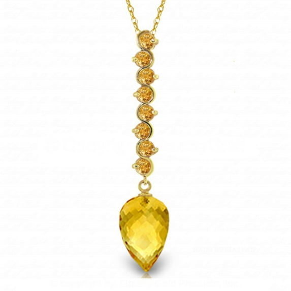 Galaxy Gold 14K Yellow Gold Citrine Pendant Necklace - November Birthstone - Warmth & Prosperity - 16" to 24" - Fine Jewelry for Women