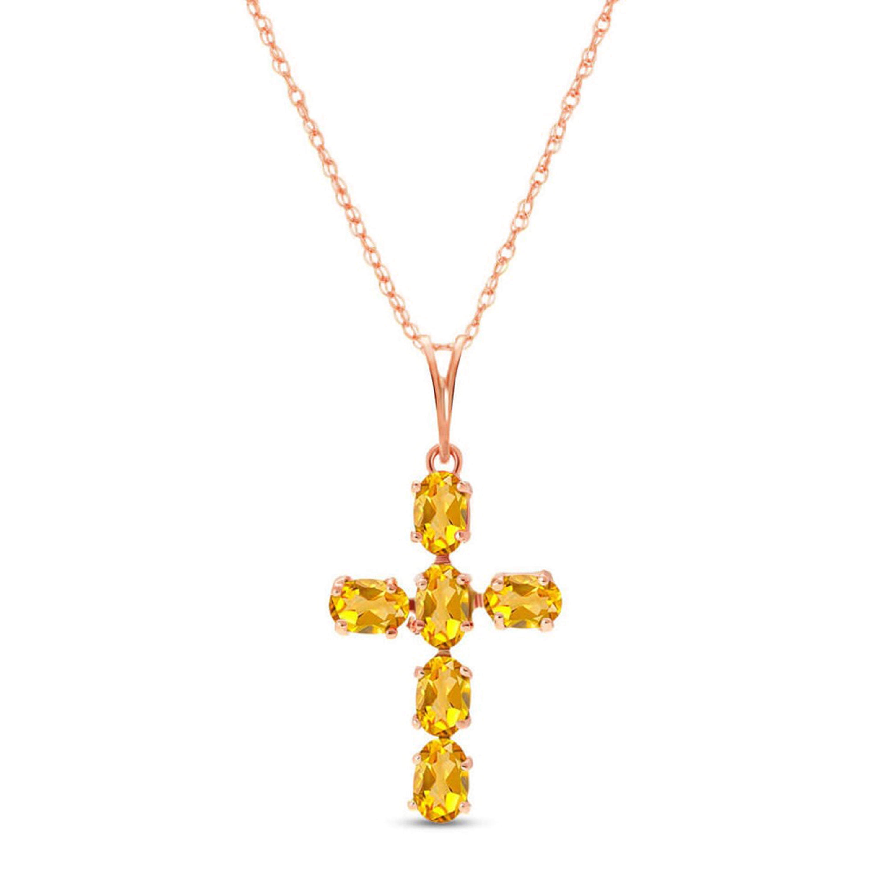 14k Gold Citrine Cross Necklace - White Rose or Yellow Gold 14k Gold Citrine Cross Necklace - White Rose or Yellow Gold