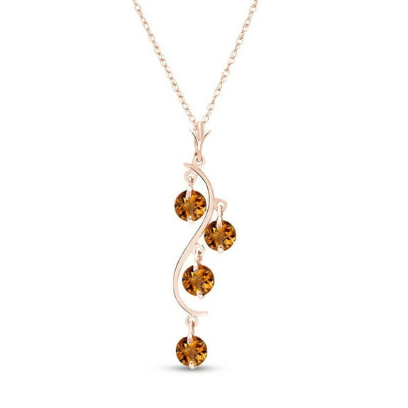 Galaxy Gold GG 14K Rose Gold Citrine Pendant Necklace - November Birthstone - Warmth & Prosperity - 16" to 24" - Fine Jewelry for Women