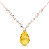 Galaxy Gold 14k 20" Rose Gold Necklace with Diamonds and Citrine