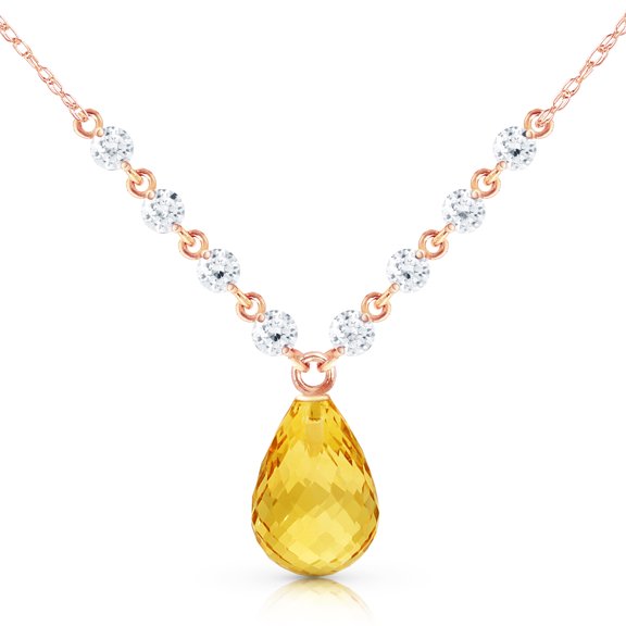 Galaxy Gold 14k 20" Rose Gold Necklace with Diamonds and Citrine