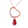 thumbnail image 1 of Galaxy Gold 14k 20" Rose Gold Open Heart Diamond Ruby Pendant Necklace, 1 of 1