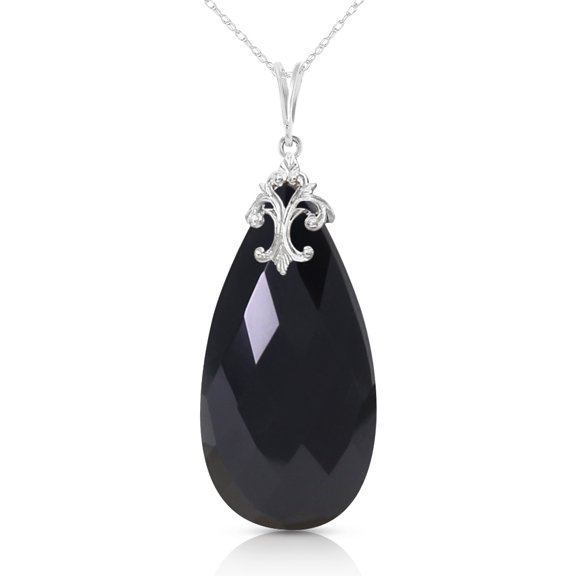 Galaxy Gold 14K Solid Gold Natural Onyx Briolette Necklace for Women - White Gold Fine Jewelry