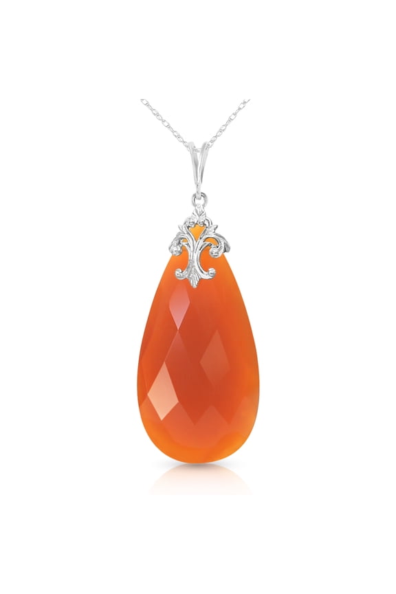 GG 14K White Gold Reddish Orange Chalcedony Briolette Necklace - Energy & Devotion - 16" to 24" - Fine Jewelry for Women