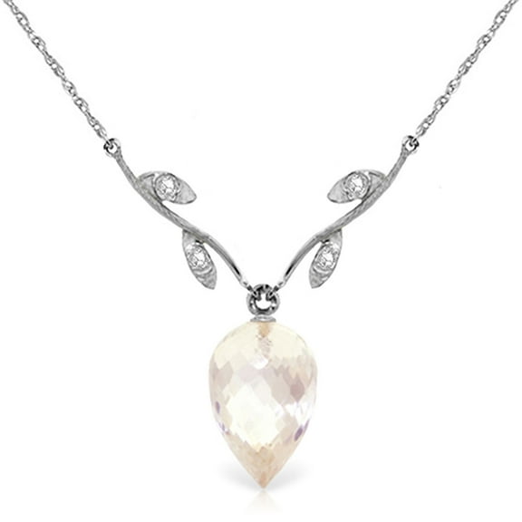 Galaxy Gold 14k 20" White Gold Necklace with Diamonds and Briolette White Topaz