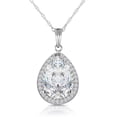thumbnail image 1 of Galaxy Gold 14K Solid White Gold 20" Necklace with Natural Diamonds and Pear-Shaped White Topaz, 14"-24" Sizes, Symbol of Clarity, 1 of 2
