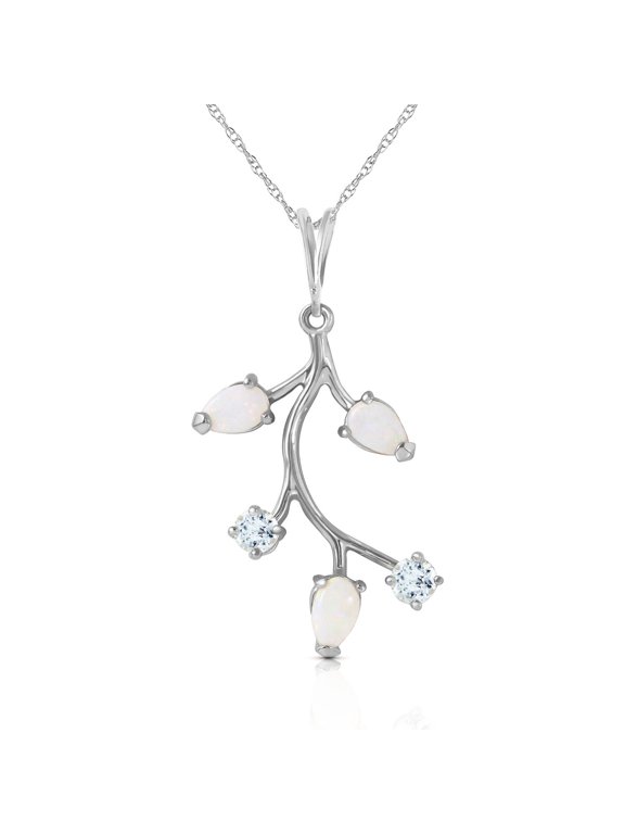 14K Solid White Gold 20" Necklace with 0.60 Carat 0.60 Carat Natural Aquamarine, 14"-24" Sizes, March Birthstone, Symbol of Serenity