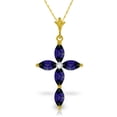 thumbnail image 1 of Galaxy Gold 14K Yellow Gold Natural Diamonds and Sapphire Cross Pendant Necklace - September Birthstone - Truth & Nobility - 16" to 24" - Fine Jewelry for Women, 1 of 2