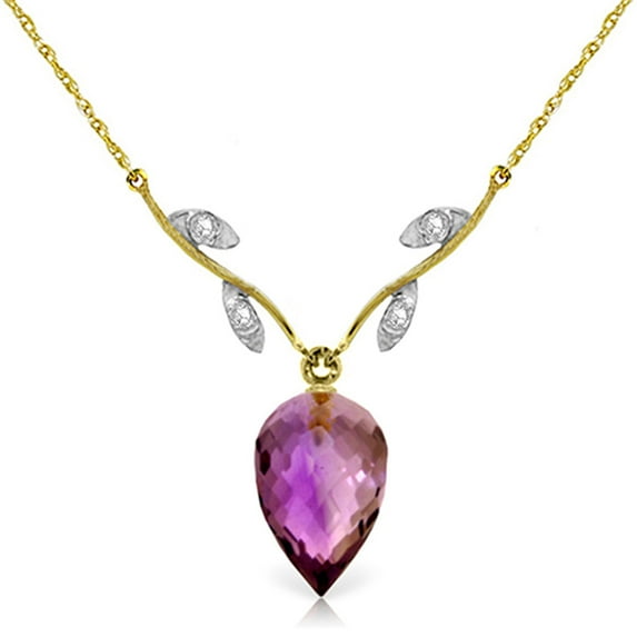 Galaxy Gold 14k 20" Yellow Gold Necklace with Diamonds and Briolette Amethyst