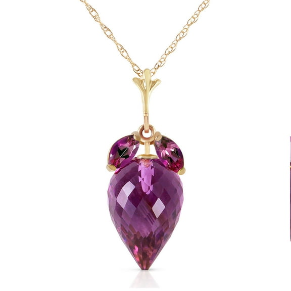 Galaxy Gold 14k 20" Yellow Gold Necklace with Marquise and Pointy Briolette Drop Amethysts