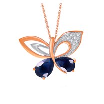 Galaxy Gold 14k 22" Rose Gold Butterfly Necklace with Natural Diamonds and Sapphires