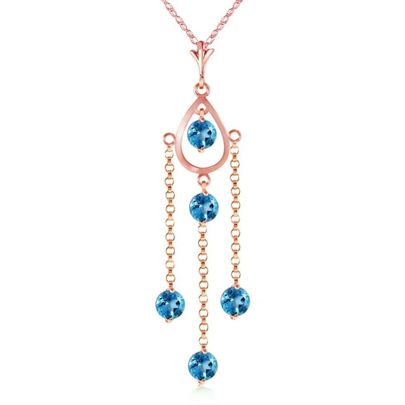 Galaxy Gold 14k 22" Rose Gold Necklace with Natural Blue Topaz