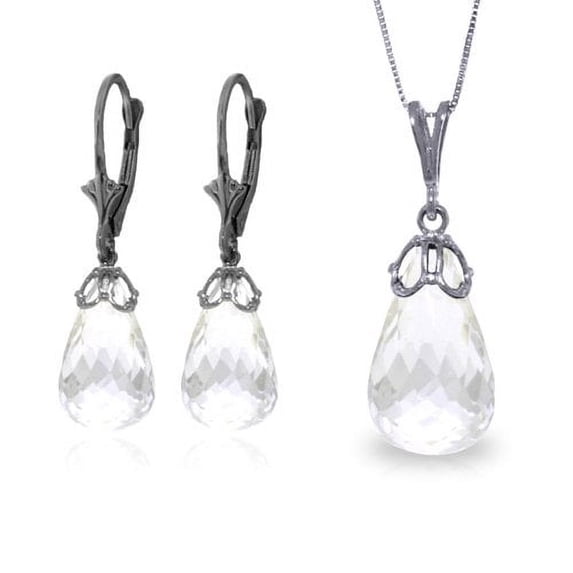 Galaxy Gold 14K Solid White Gold Natural Topaz Earrings - November Birthstone - Symbol of Strength & Intelligence - Made in USA - Fine Jewelry for Women