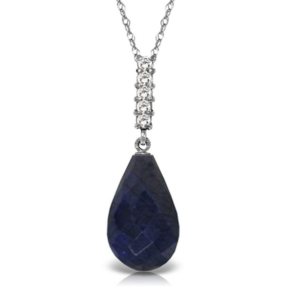 Galaxy Gold 14K White Gold Natural Diamonds and Sapphire Pendant Necklace - September Birthstone - Truth & Nobility - 16" to 24" - Fine Jewelry for Women