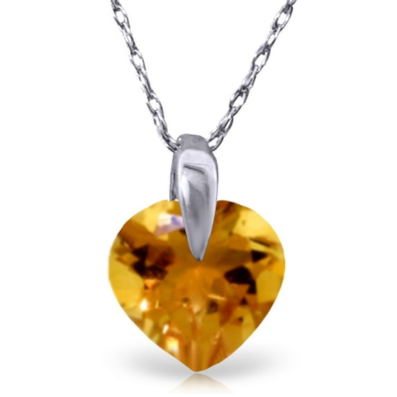 Galaxy Gold 14K White Gold Citrine Pendant Necklace - November Birthstone - Warmth & Prosperity - 16" to 24" - Fine Jewelry for Women