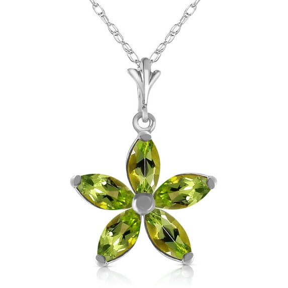 Galaxy Gold 14K Solid White Gold 22" Station Necklace with Natural Peridots, 14"-24" Sizes, August Birthstone, Symbol of Renewal
