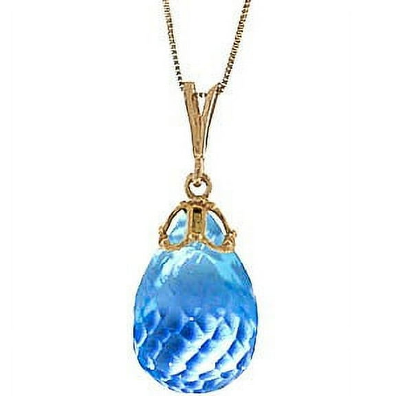 Galaxy Gold 14k 22" Yellow Gold Briolette Natural Blue Topaz Pendant Necklace