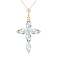 thumbnail image 1 of Galaxy Gold 14K Yellow Gold Natural Diamonds and Aquamarine Cross Pendant Necklace - March Birthstone - Courage & Clarity - 16" to 24" - Fine Jewelry for Women, 1 of 2