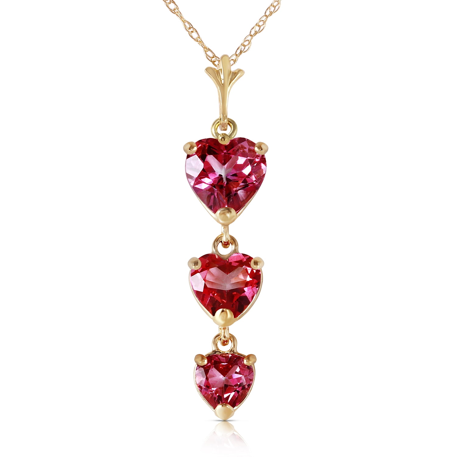 Galaxy Gold 14K Solid Gold Natural Pink Topaz Necklace for Women - Yellow Gold Fine Jewelry