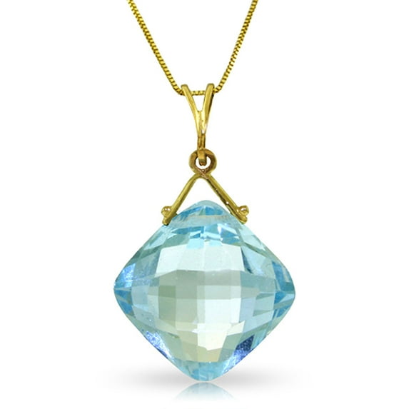 Galaxy Gold 14K Solid Gold Natural Blue Topaz Pendant Necklace for Women - Yellow Gold Fine Jewelry