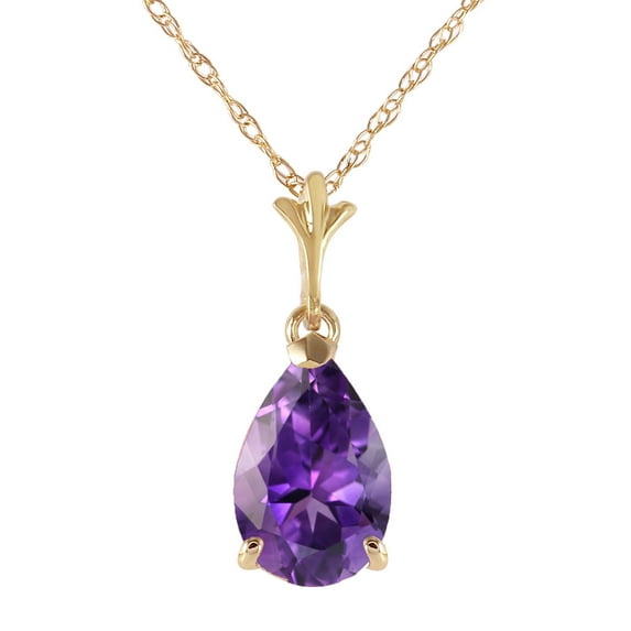 Galaxy Gold 14k 22" Yellow Gold Pear-shaped Purple Amethyst Drop Pendant Necklace