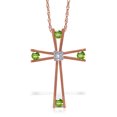 thumbnail image 1 of Galaxy Gold 14K Rose Gold Natural Diamonds and Peridot Cross Pendant Necklace - August Birthstone - Abundance & Joy - 16" to 24" - Fine Jewelry for Women, 1 of 2