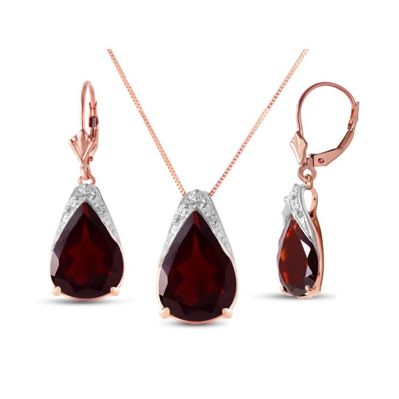 Galaxy Gold 14K Solid Rose Gold Natural Garnet Earrings - January Birthstone - Symbol of Trust & Friendship - Made in USA - Fine Jewelry for Women