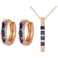 thumbnail image 1 of Galaxy Gold 14k 24" Rose Gold Jewelry Set: Natural Sapphire Pendant Necklace and Huggie Hoop Earrings, 1 of 1