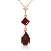 Galaxy Gold 14k 24" Rose Gold Natural Garnet Drop Pendant Necklace