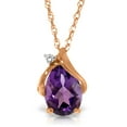 thumbnail image 1 of Galaxy Gold 14K Rose Gold Natural Diamonds and Amethyst Pendant Necklace - February Birthstone - Peace & Wisdom - 16" to 24" - Fine Jewelry for Women, 1 of 2