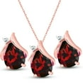 thumbnail image 1 of Galaxy Gold 14k 24" Rose Gold Teardrop Garnet with Diamond Accent Necklace and Earring Set, 1 of 5